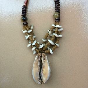 Jumbo cowry shell necklace with beads
